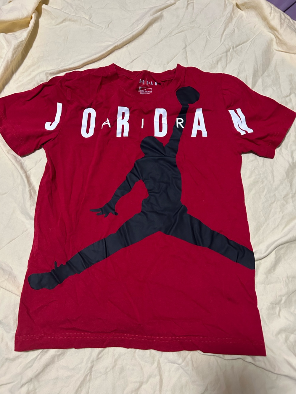 Jordan Red Graphic Tee with Black Jumpman